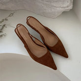 LIZAKOSHT - Pointed Toe Elegant Sandals Women Low-heel Office Women Shoes Retro Summer New Shoes Fashion Slingback Shoes Mules Pumps Woman