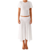 LIZAKOSHT - Casual Summer Ensemble Vibrant Crop Tops and Flowy Skirts for Trendy Street Style Fashionistas