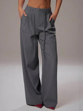 LIZAKOSHT - Wide Leg Pants for Women Spring European American Style Office Wear Casual Trousers with Draping Effect