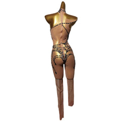 Sparkly Diamonds Stretchy Jumpsuit Women Performance Dance Costume Sleeveless Rompers Party Birthday Outfit Stage Wear