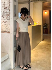 LIZAKOSHT - Striped Crop Top y2k Aesthetic V-neck Short Sleeve T Shirt Women Sweats Casual Streetwear