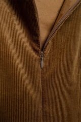 LIZAKOSHT - Fashion Brown Corduroy Mini Dress for Women Autumn Tank Sleeveless Belt Slim Short Dresses Ladies Streetwear