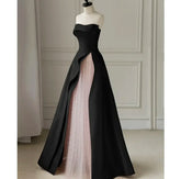 LIZAKOSHT - Black and Yellow Elegant Prom Dress Sweetheart Formal Gown Tiered Pleats Sleeveless A-line Evening Dress