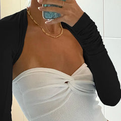 LIZAKOSHT - Women Super-short Crop Top Y2K Vintage Sun-protection Smock Top Long Sleeve Cardigan T-shirt Harajuku Retro Clothes