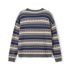 LIZAKOSHT - 00s Cottage Grunge Striped Knitted Sweater Autumn O Neck Long Sleeve Knitwears Preppy Style Vintage Y2K Baggy Pullovers Women