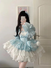 LIZAKOSHT  -  Japanese Style Cute Super Beautiful Suspender Dress Women's Spring and Summer Waist Slimming Birthday Escape short skirt