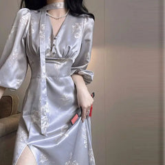 LIZAKOSHT - Autumn New Chinese Style French Retro Beautiful Dress for Women Autumn Slim Fit Elegant Mature Dress for Women