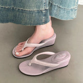 LIZAKOSHT - Designer Summer Women Wedges Heel Slippers Concise Street Style Dress Slide Ladies Non Slip Beach Vacation Clip Toe Sandalias