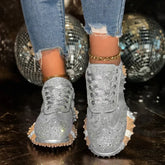 LIZAKOSHT - Breathable Casual Sporty Women's Single Shoes Spring Autumn Thick Bottom Leisure Sports Water Diamond Mesh Shoes Dad Sneakers