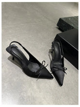 LIZAKOSHT - Women Thin Heels Slingback Sandals Elegant Pointed Toe Pumps New Brand Designer Bow Knot Party Dress Wedding Shoes Footwear