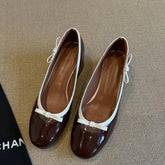 LIZAKOSHT  -  Shallow Mouth Low Heels PU Rubber Slides Hoof Low Heels Shallow Mouth Rubber PU Slides