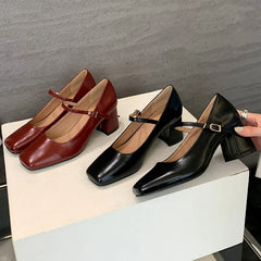 LIZAKOSHT  -  New Fashion Mary Jane Shoes Women Square Toe Elegant Office Shoes High Heel Dress Female Concise Shallow Comfort Women Pumps