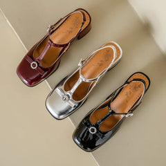 LIZAKOSHT - Gorgeous Bow Rhinestone High Heel Shoes British Style Straps Casual Versatile Leather Shoes Party Wedding Lolita Women's Shoes