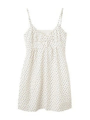 LIZAKOSHT - Sweet Women Retro Cross V Neck Suspender Floral Dress Summer Fashion Ladies Small Fresh Female Lace Button Tie Dress