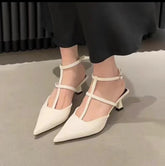 LIZAKOSHT - New Women Close Toe Sandals,Sexy Summer High Heels Shoes,Ankle Strap,Mid Hollow Out,34-39,Red,Black,White,Dropship