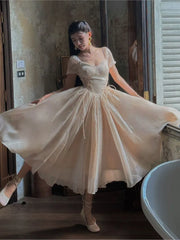 LIZAKOSHT  -  Summer New Women Fashion Elegant Birthday Midi Dresses Vintage Female Evening Prom Party Lace-Up Lady Clothes Vestdios