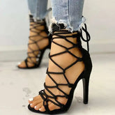 LIZAKOSHT - Cross Strap Open Toe Women's Sandals Pumps Shoes Women Sandals Sexy High Heels Shoes