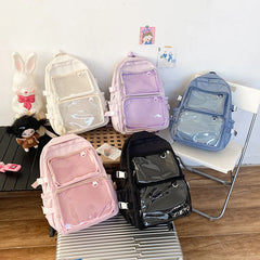 LIZAKOSHT - Japanese Ins Transparent Casual Backpacks Women Students Simple Fashion Schoolbags Y2k Aesthetic Jk Girls High-capacity Ita Bags