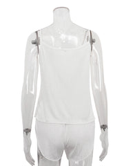 LIZAKOSHT - Loose Ladies Sleepwear 2 Piece Set Spaghetti Strap Pajamas Tank Tops Nightgowns Shorts Causal Female Nightwear Suits