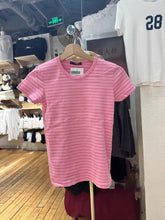 LIZAKOSHT - Pink Striped Slim T-shirts Woman Summer Round Neck Short Sleeve Tee Shirts Female Sweet Cute Preppy Style Cotton Tshirt Y2k Tops