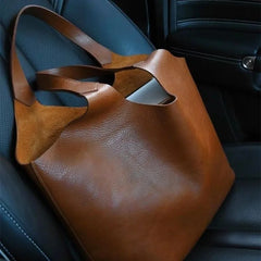 LIZAKOSHT - Brown Soft Leather Large Capacity Tote Bag Women's New Luxury Matte High-End Feeling Lady Handbag and Purse Bolsa Feminina