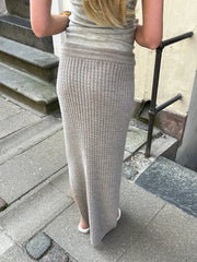 LIZAKOSHT - Women Sweater Long Skirts Chic Elegant High Street Warm Straight Knitted Maxi Skirts Korean Y2K Vintage Fashion Outfits
