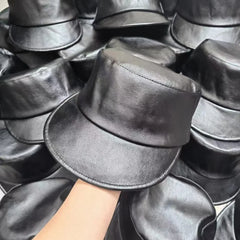 Lizakosht Fashion Pu Leather Equestrian Hat Women Korean Vintage Peaked Hats Spring Summer Versatile Sun Hat Flat Top Baseball Cap