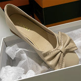 LIZAKOSHT - Leather Upaded Mary Jane Flat oes Women's Summer Soft Bot Slip-On Casual oes Knot Korean Sle Faionable