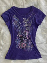 LIZAKOSHT - 2000s Subculture Vintage Purple Print T-Shirt Women Y2k American Retro Slim Tees Summer 90s Grunge Casual Harajuku Fashion Tops