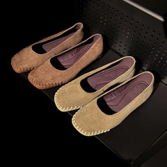 LIZAKOSHT - Fashion Women's Shoes New High Quality Suede Leather Shoes Round Head Shallow Mouth Flat Shoes Daily Lightweight Shoes