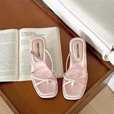 LIZAKOSHT - Designer Summer Women Wedges Heel Clip Toe Slippers Concise Narrow Band Slide Ladies Outdoor Party Dress Sandalias