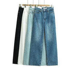 LIZAKOSHT - Japanese 2000s style y2k jeans for women denim pants vintage clothes baggy jeans blue loose wide leg high waist jeans black