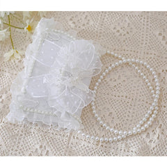LIZAKOSHT - Lolita White Lace Bag Pearl Chain Purse Bowknot Handbag Sweet Tea Party Shoulder Bag Kawaii Girls Cute Bows Butterfly