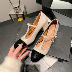 LIZAKOSHT - Fashion Pumps New High Quality Genuine Leather Embroidered T-shaped Buckle High Heels Daily Dress Modern Women's Shoes