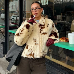 LIZAKOSHT  -  Faux Fur Women Coat 2025 Lapel Zipper Long Sleeve Female Coats Vintage Autumn Winter Pocket Thicken Lady High Street Warm Jacket