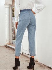 LIZAKOSHT  -  Tied Straight Leg Jeans with Pockets