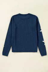 LIZAKOSHT - Star Round Neck Long Sleeve Sweater