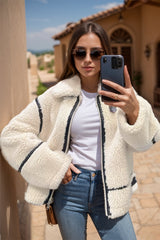 LIZAKOSHT - Zip Up Long Sleeve Sherpa Jacket