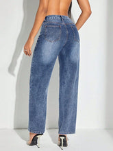 LIZAKOSHT  -  Contrast Patchwork Straight Jeans with Pockets