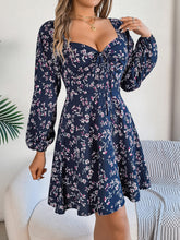 LIZAKOSHT  -  Printed Sweetheart Neck Balloon Sleeve Mini Dress