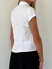 LIZAKOSHT - Devine Button Down Collared Neck Short Sleeve Shirt