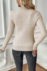 LIZAKOSHT - Mock Neck Long Sleeve Sweater