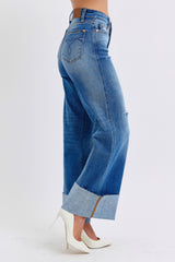LIZAKOSHT - Judy Blue Full Size Distressed High Waist Wide Leg Jeans