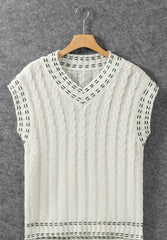LIZAKOSHT - Cable-Knit V-Neck Sweater Vest