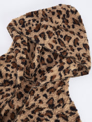 LIZAKOSHT  -  Fuzzy Leopard Long Sleeve Hooded Jacket