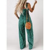 LIZAKOSHT - Dokotoo Women's Casual Loose Overalls Jumpsuits One Piece Sleeveless Printed Wide Leg Long Pant Rompers With Pockets