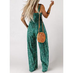 LIZAKOSHT - Dokotoo Women's Casual Loose Overalls Jumpsuits One Piece Sleeveless Printed Wide Leg Long Pant Rompers With Pockets