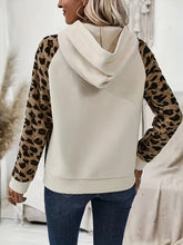 LIZAKOSHT - Leopard Half Button Long Sleeve Hoodie