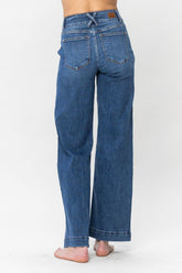 LIZAKOSHT  -  Judy Blue Full Size Double Button Wide Leg Jeans