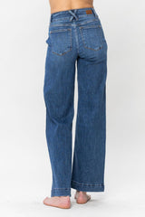 LIZAKOSHT  -  Judy Blue Full Size Double Button Wide Leg Jeans